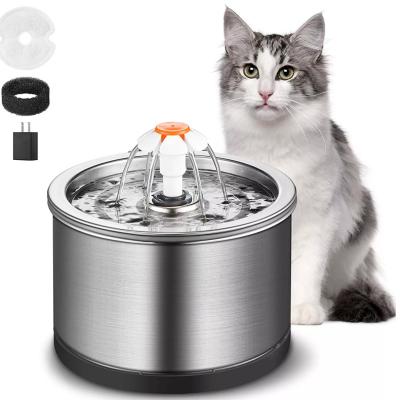 China 2.5L Automatic With Adapter Silver Wing Around All Flower Pet Water Dispenser Stainless Steel Pet Water Feeder for sale