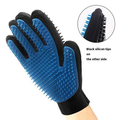 China New 333 Animal Small Needle Silicone Five Finger Massage Brush Pure Black And Blue Double Sided Pet Gloves for sale