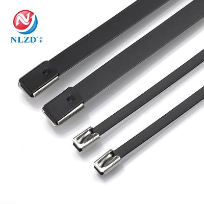 China Steel Black PVC Coated 304 Stainless Steel Zip Tie Wire Tie Tie Lock Buckle Cable Ties for sale