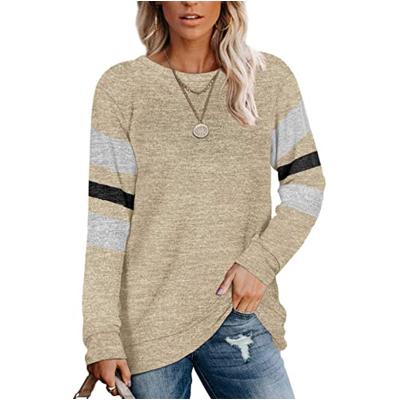 China Hot Selling Splicing Style Breathable Knit Casual Loose O Neck Sweater T-shirt Pullover For Women for sale