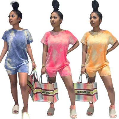 China Breathable American summer fashion leisure sports wholesale two-piece link dye jogging suit for sale