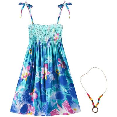 China Rainbow Beach Washable Floral Sleeveless Sundress With Collar 2-12T Girls Bohemian Dresses for sale