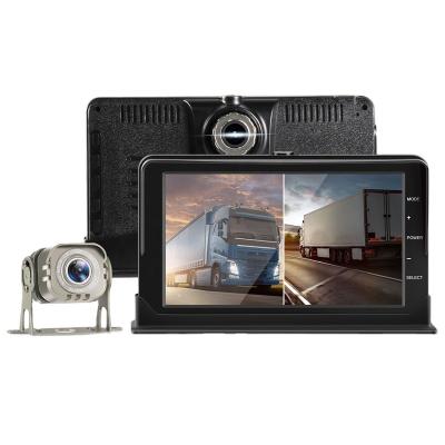 China Picture in Picture 7 Inch Car Monitor Dual Rear View DVR Dash Backup Cam Digital Display Screen Camera Lens VCR For Truck Bus RV for sale