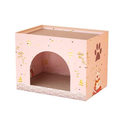 China Viable Factory Wholesale Cat Nest Cat Toys Cardboard Corrugated Paper Cat House Pet Supplies Foldable for sale