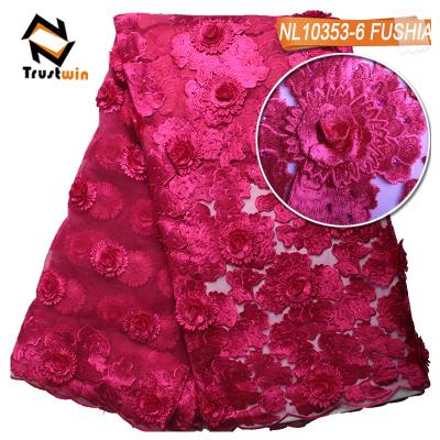 China Beautiful Sustainable Flower Design Embroidered Beads French Bridal 3d Lace Fabric for sale