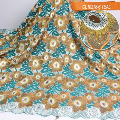 China Viable heavy african cotton swiss voile lace fabric with sequins for sale