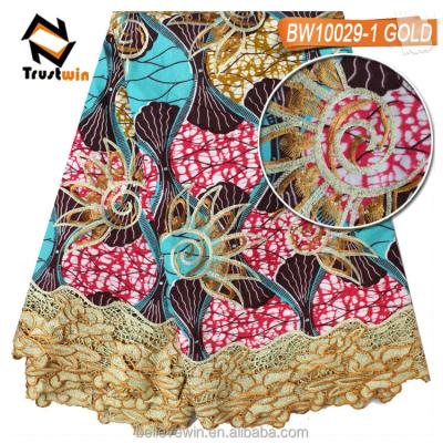 China 2017 Sustainable African Lace Fabrics Ankara Lace Wax Fabric With Guipure Lace for sale