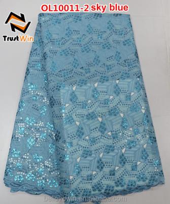 China 2015 Believewin 2015 Viable Double Coupons Price Swiss Organza Lace Fabric With Sequins for sale