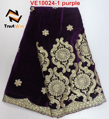 China Viable African Velvet Lace Evening Dresses with Purple Sequins VE10024-1in for sale