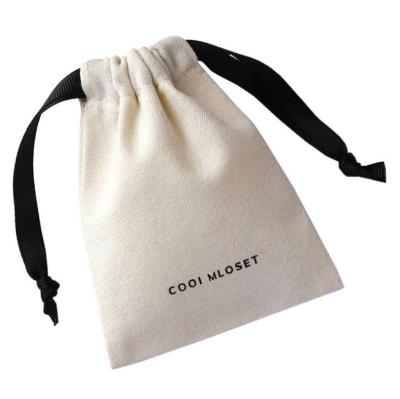 China Custom Cotton Canvas Bag Jewelry Pouch Canvas Bag and Drawstring Fabric Cosmetics Storage Cotton Canvas Bag for sale