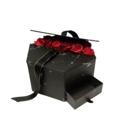 China LOYALTY Valentine's Day Recyclable Stain Marbling Drawer Octagonal Box Holding Flower Gift Box Flower Bucket Hugs Bucket for sale