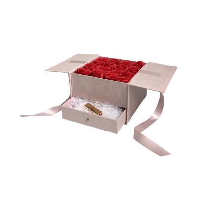 China Recyclable Square Flower Gift Box Valentine's Day LOYALTY Drawer Flower Box Double Hand Gift Box for sale