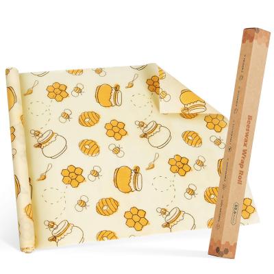 China Beeswax Cotton Organic Reusable Food Wrap Roll Viable and Biodegradable Natural Alternative to Plastic Pouches Food Storage S/M/L/Custom Sizes for sale