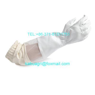 China Beekeeping Protective Goatskin White Leather Bee Gloves Beekeeping protection for sale