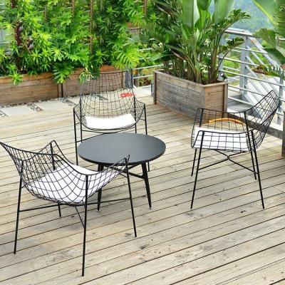 China ANTI-UV Waterproof Iron Mesh Backrest Chair Outdoor Garden Patio Table and Chair Combination for sale