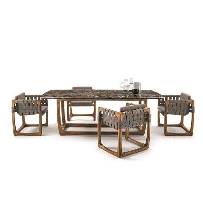 China Weather Resistant High Quality Luxury Dining Table And Chairs Outdoor Patio Hotels Garden Teak Furniture Set for sale