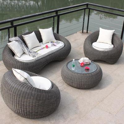 China ANTI-UV waterproof sofa outdoor tea table set PE aluminum alloy rattan woven frame around living room villa garden furniture spherical sofa set for sale