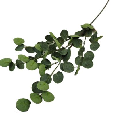 China Fabric Dollar Leaves Spray Real Touch Artificial Green Dollar Eucalyptus Silver Leaf For Christmas Decoration for sale