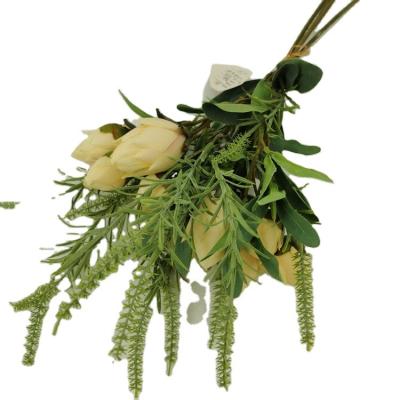 China Artificial Greenery Rose Fabric Hot Selling Bouquet Flower Bouquet For Wedding Bridesmaid Floral Bouquet for sale