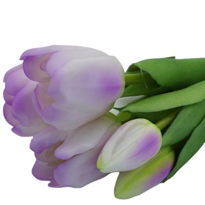 China Real Touch Fake Tulips Tulips Band Mini Tulips Flowers Bunch Artificial Wedding Arrangement Bouquet For Home Wedding for sale