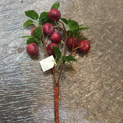 China Polyester And Shape Artificial Apple With Leaves Artificial Fruit Apple Plants Stem Decorative Fruit Apple for sale