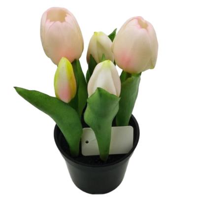 China 2022 Plastic Tulip Home Decorative Flower Pot Artificial Tulip Strip Real Touch Tulip Environmental-friendly Tulip Home Decorative for sale