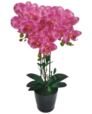 China Polyester Artificial Phalaenopsis Orchids 3D Printed Decorative Orchid Plants Flores Orchid With Pot for sale