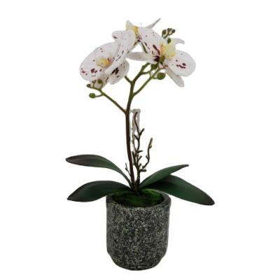 China Artificial Polyester Orchid With Silk Flowe Artificial Potted Flower Home Decorative Potted Orchids for sale