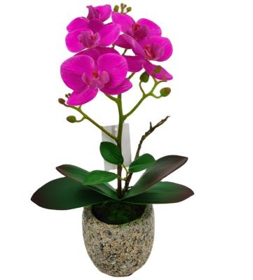 China Home Decoration Real Touch Artificial Orchid Plants With Pot 3D Printed Potted Orchid Decorative Artificial Phalaenopsis for sale