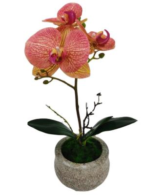 China Polyester Orchid Touch Real Plants Artificial Phalaenopsis Orchid Flower With Pot Making 3d Printed Orchid for sale