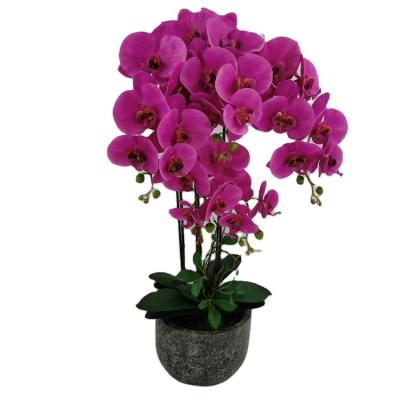 China Polyester Orchid Artificial Silk Flowers Orchid 3D Printed Orchid in Pot for sale