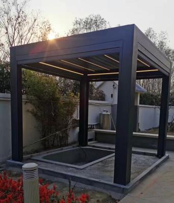 China Modern Aluminum Waterproof Hand Louvr Roof Pergola Manual Patio Pavilion Easily Assembled for sale