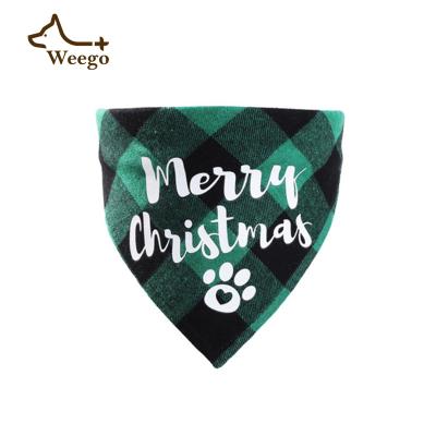 China Weego Cotton Pet Christmas Bandana Plaid Pet Saliva Towel Triangle Bibs Viable Pet Scarf for sale