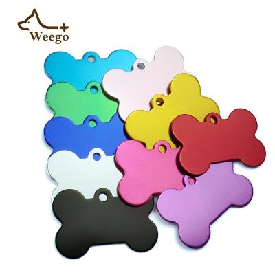 China Weego 2021 New Arrivals Custom Aluminum Pet Tags Collar Engraved Name Pet ID Tag Dog Bone Shape Pet Tag for sale