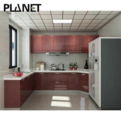 China Luxury Modern Design\American Standard Cheap Price 2 Pack PVC Modern European Formica Furniture Colorful Wooden Kitchen Modular for sale