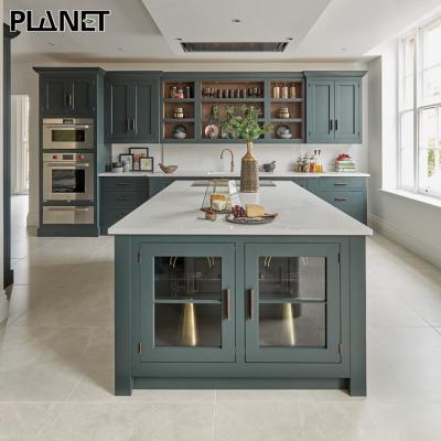 China Latest Modern Professional Customization Whole House Modular Shaker Kitchen Cabinet With Refrigerator And Island for sale