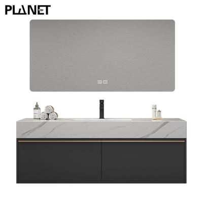 China Environmental Friendly Modern Double Wall Mount Luxury Hotel Cabinet Single Floating Bathroom Vanity With Sink for sale