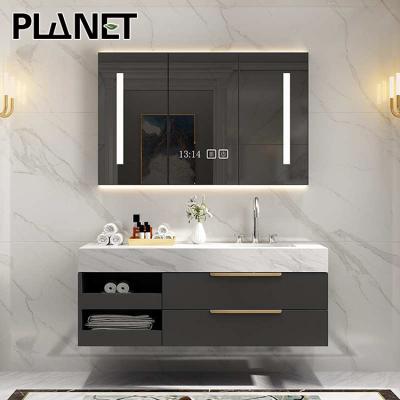 China Height Environmental Friendly Quality 66 Inch Mirror Bathroom Cabinet Set MDF Floor Mount Bathroom Cupboard Sink Cabinets for sale