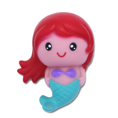 China Bath Toy Shantou Factory Newborn Girls Taking Shower Toys Flashing and Floating Baby Mermaid Bath Rubber Toy for sale