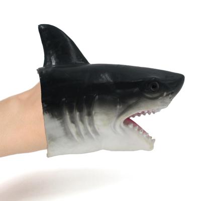 China Hand Puppet Interactive Toy Kids Hand Game Shark Realistic Soft Rubber Molded Hand Puppet Large for sale