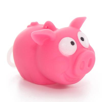 China Pull Line And He Will Run Cute Pink Rubber Stuff Pull Line Eco-friendly Farm Animal Pig Toy For Kids for sale