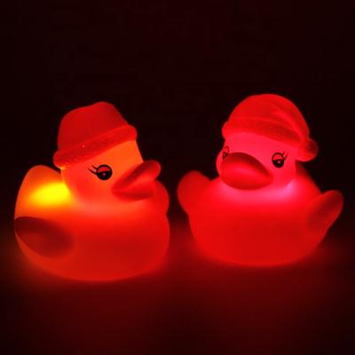 China Bath Toy Light Up Bath Duck Christmas Style Toddler Imaginative Shower Floating Toy for sale