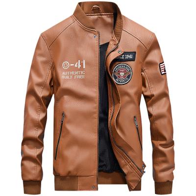 China 2021 New Men's Durable Waterproof Leather Coat Embroidered Baseball Coat Men's Jacket Windproof Jacket For Men for sale