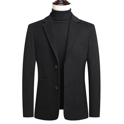 China Winter Viable Men's Wool Slim Suit Coat Black Color Men's Casual Short Woolen Warm Coat for sale