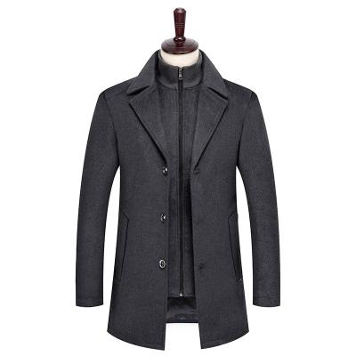 China New Men's Detachable Business Wool Coat Cold Proof Warm Woolen Coat Detachable Two-Piece Coat With Liner for sale