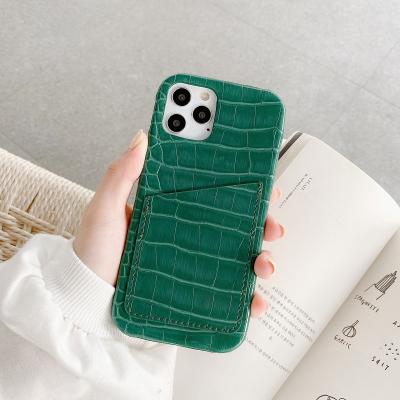 China for iphone 11 max pro case green crocodile leather luxury case with card slots for mini pro x iphone 12 max xr fit for iphone all models for sale