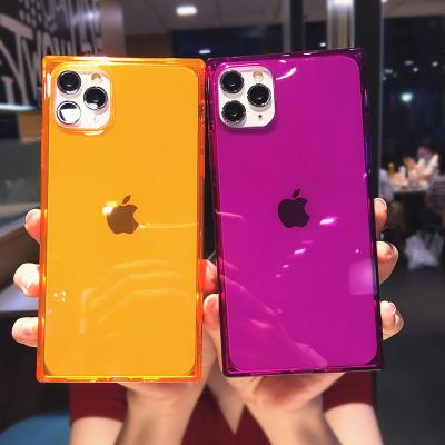 China Square Shockproof Clear Anti-drop TPU Phone Case for iphone 7/6/6s 8 x plus, for iphone xr xs neon TPU case for sale