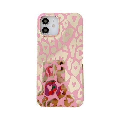 China Leopard Design Lovely Pink Color Stamp Leopard Gold Phone Cases For iPhone 12 pro 7 8 max plus practical case for iPhone 11 for sale