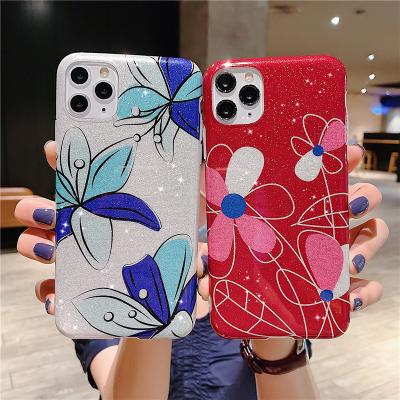 China Chic Lady Style Glitter Design Stars and Flower Phone Case For iPhone 12 Pro Max Soft TPU For iPhone 12 Case for sale