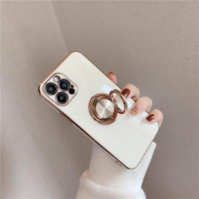 China Anti-drop Case For Samsung Galaxy S21 Plus 5G Luxury Plating Soft TPU Ring Holder Phone Cover Silicone Back Case For Fe S21 Ultra S20 Plus for sale